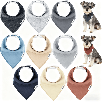 Pet Bandana Scarf 10 Pack for Dogs Cats, Small Triangle Bib Neckerchief Solid Color Adjustable Saliva Towel Strong Water Absorption Easy