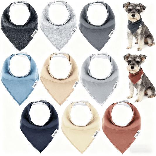 Pet Bandana Scarf 10 Pack for Dogs Cats, Small Triangle Bib Neckerchief Solid Color Adjustable Saliva Towel Strong Water Absorption Easy