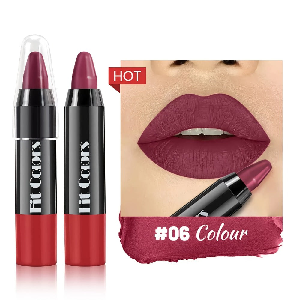 Squalane Crayon Lipstick Set 6 Pcs, Matte & Glossy Lip Pencil with Volumizing Formula, Easy Color Lip Liner for All Skin Types