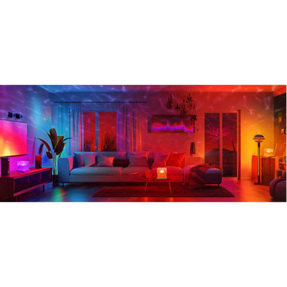 Compact Cube Projection Night Light with Textured Top, Touch Button, Remote and USB Charging