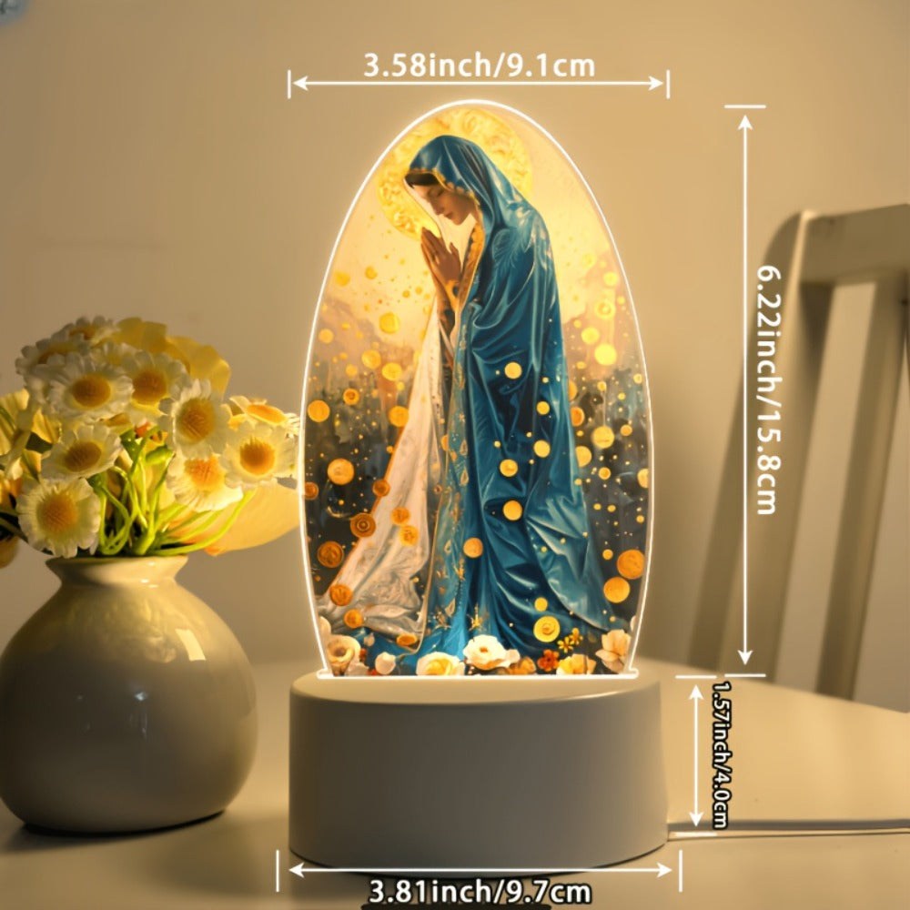 Guadalupe Prayer Light with White LED & Switch Control - Virgin Mary Night Light for Entryways, Bedrooms and Living Spaces