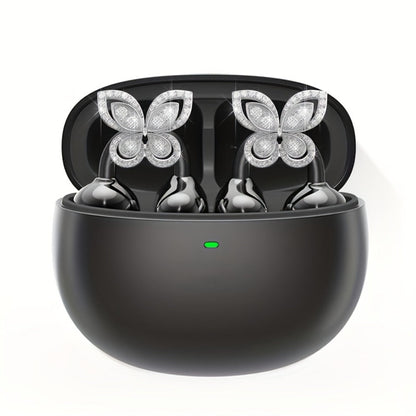 Clip On Wireless Earbuds Open Ear Bluetooth Headphones with Detachable Gemstone Earrings ANC for an Everyday Personal Care Routine
