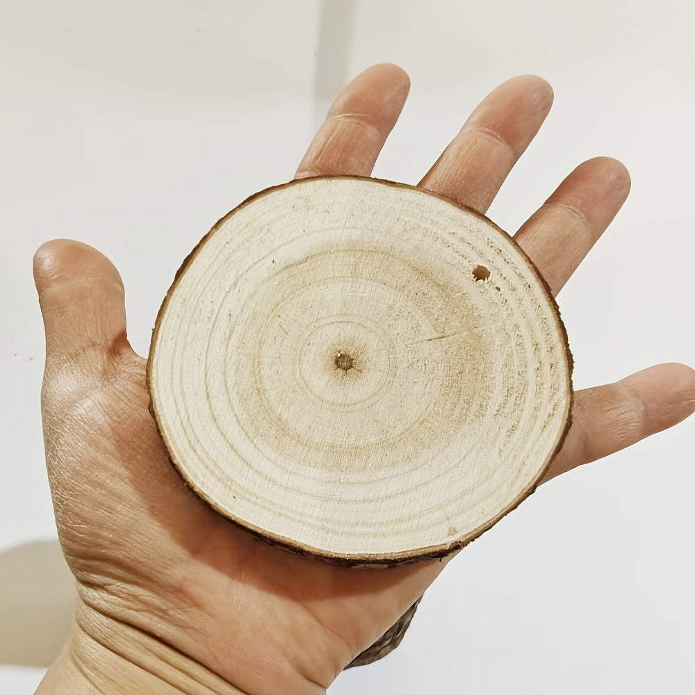Wood Slices 28 Pcs Natural Log Bark Rounds for Crafts DIY Centerpieces Christmas Ornaments Wreaths Wedding Decor Painting Woodworking