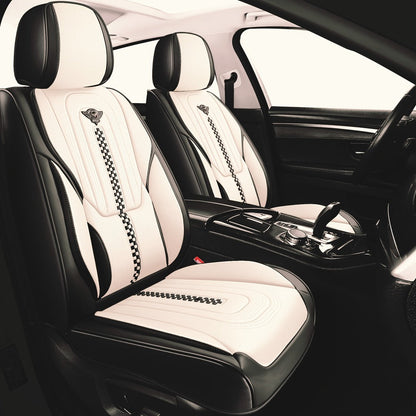 Contoured Front Car Seat Cushion Covers with Headrest Pads in Four Two-Tone Color Option Sets