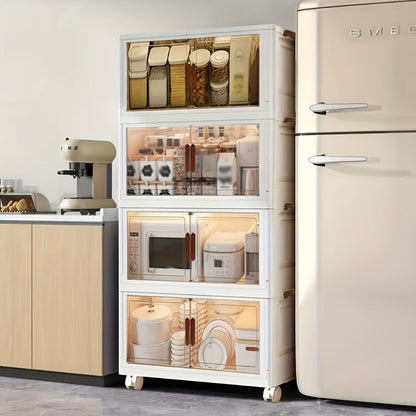 Storage Cabinet Collapsible Modular Locker with Magnetic Doors, Wheels and One to Five Layers