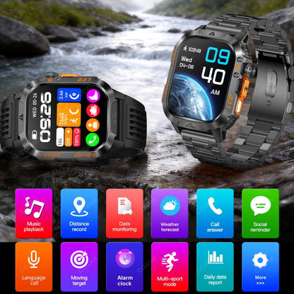 Smartwatch for Men 2.01 Inch with Calling, 100+ Sport Modes, LED Flashlight and Purple Light