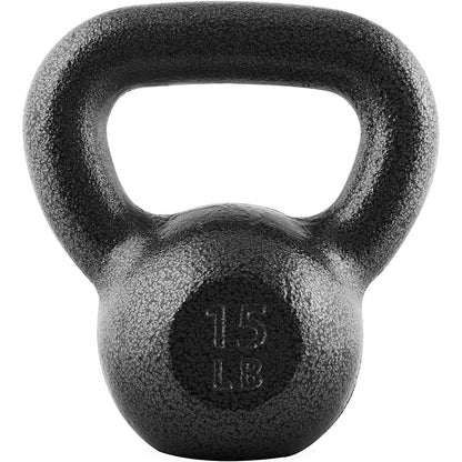 Cast Iron Kettlebell with Wide Flat Base – Hammerstone Painted, Anti-Corrosion, Smooth Grip Handle for Strength Training, Full Body Workout