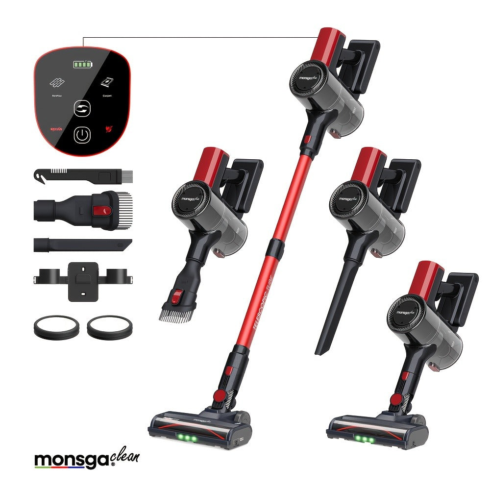 Cordless Vacuum Cleaner 46KPA Powerful Suction Detachable Battery Anti-Tangle V-Shaped Brush for Entryways, Bedrooms and Living Spaces