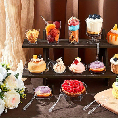 Disposable Tableware Set 400pcs Clear Dessert Plates Cups Forks Spoons Party Supplies for Entryways, Bedrooms and Living Spaces