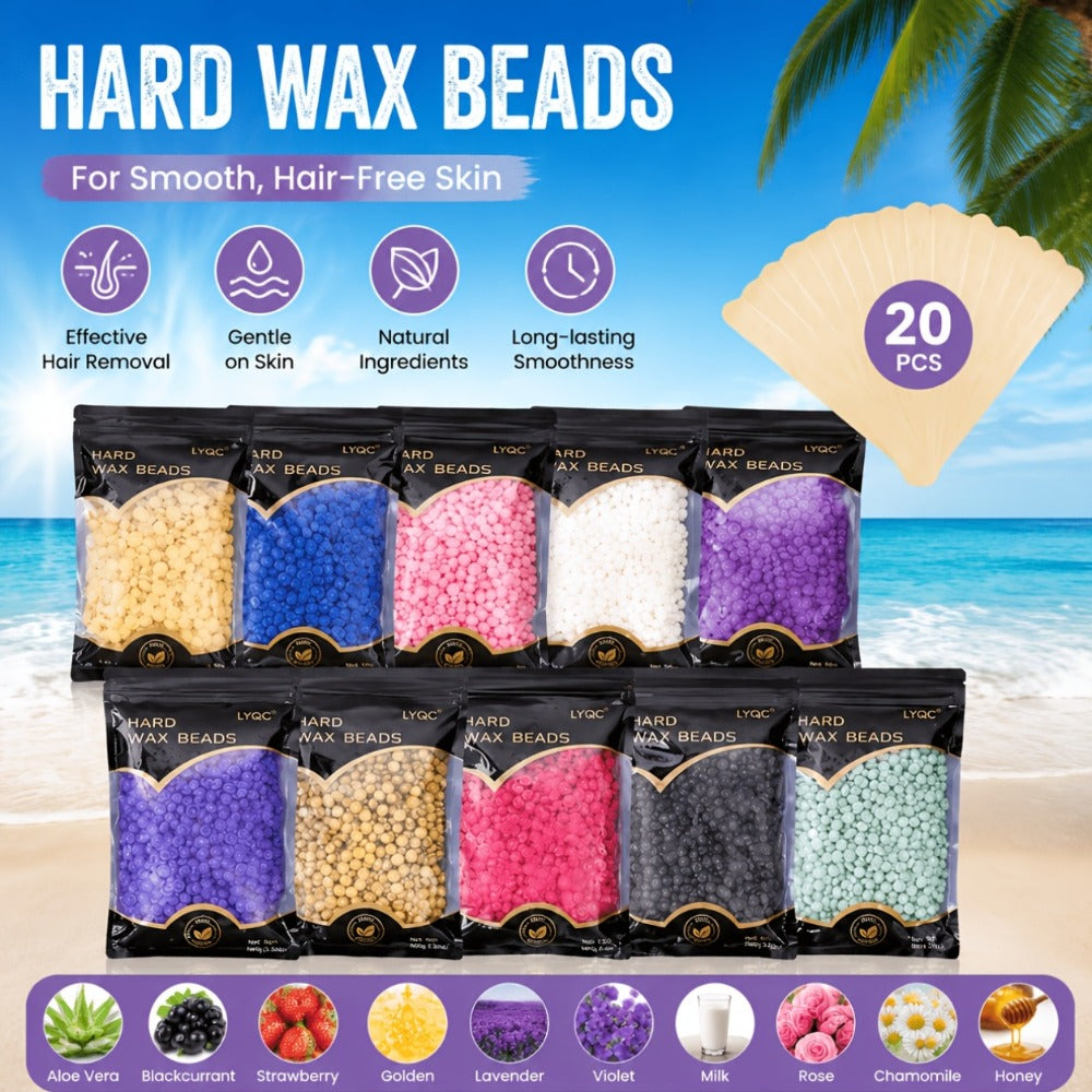 Hard Wax Beads for Hair Removal Full Body 1000g/2000g – Professional Waxing Kit with 20 Applicator Sticks