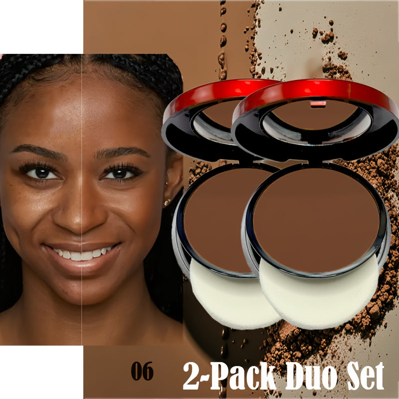 Pressed Powder Foundation Contour Matte Ful1l Coverage Oil Control Waterproof, 6 Shades Light to Dark