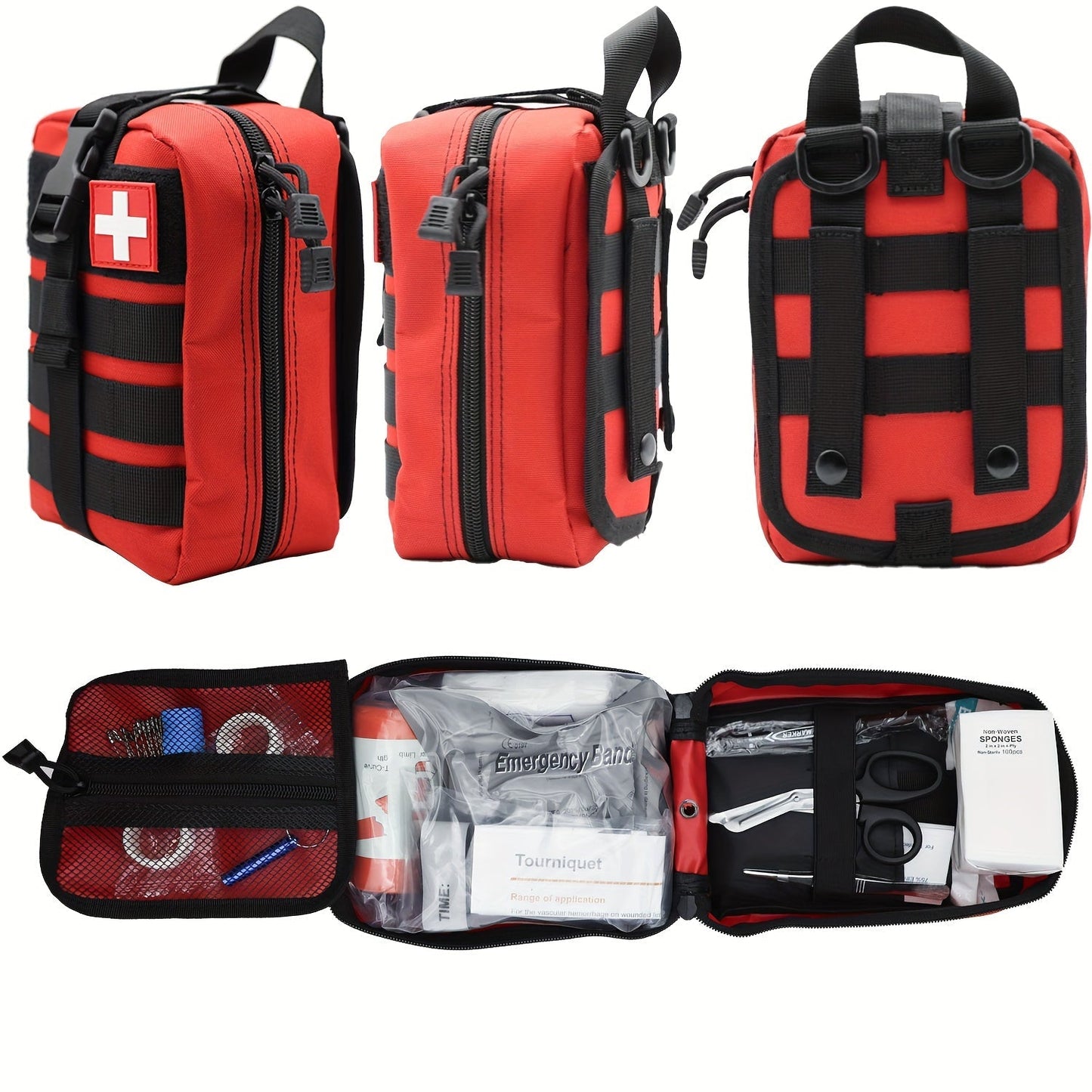 247pcs IFAK Trauma First Aid Kit with CAT Tourniquet and MOLLE Medical Backpack, Fully Stocked Bleeding Control Wound Care Splinting Airway