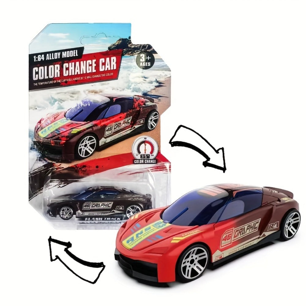 Six-Piece Temperature-Responsive Color-Changing Die-Cast Toy Car Set with Assorted Vehicle Styles