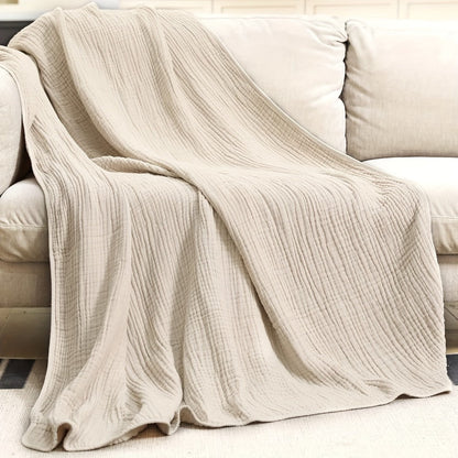 Morandi Cotton Muslin Blanket 6-Layer, Gauze Throw for Couch & Bed, Breathable All Season, 6 Colors