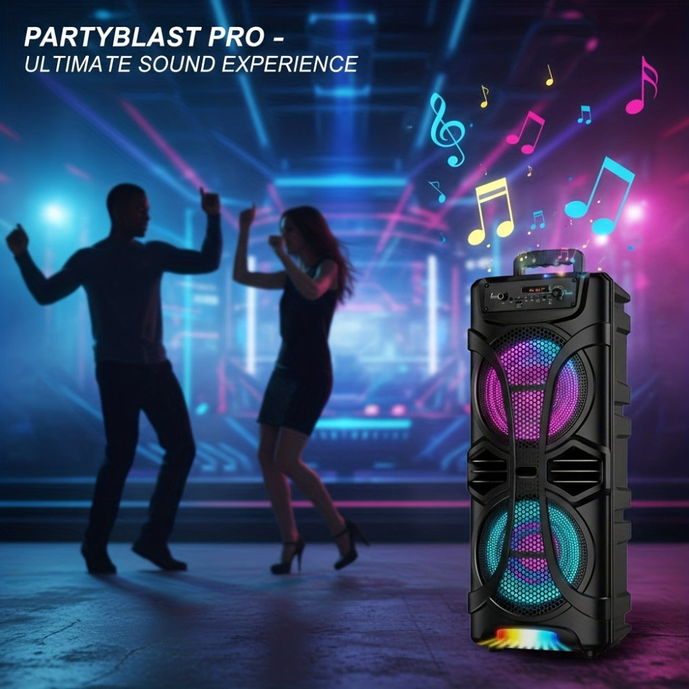 PA Speaker Karaoke Machine 3000W with Dual 6.5" Woofers, Bluetooth Wireless, FM Radio, Party Lights