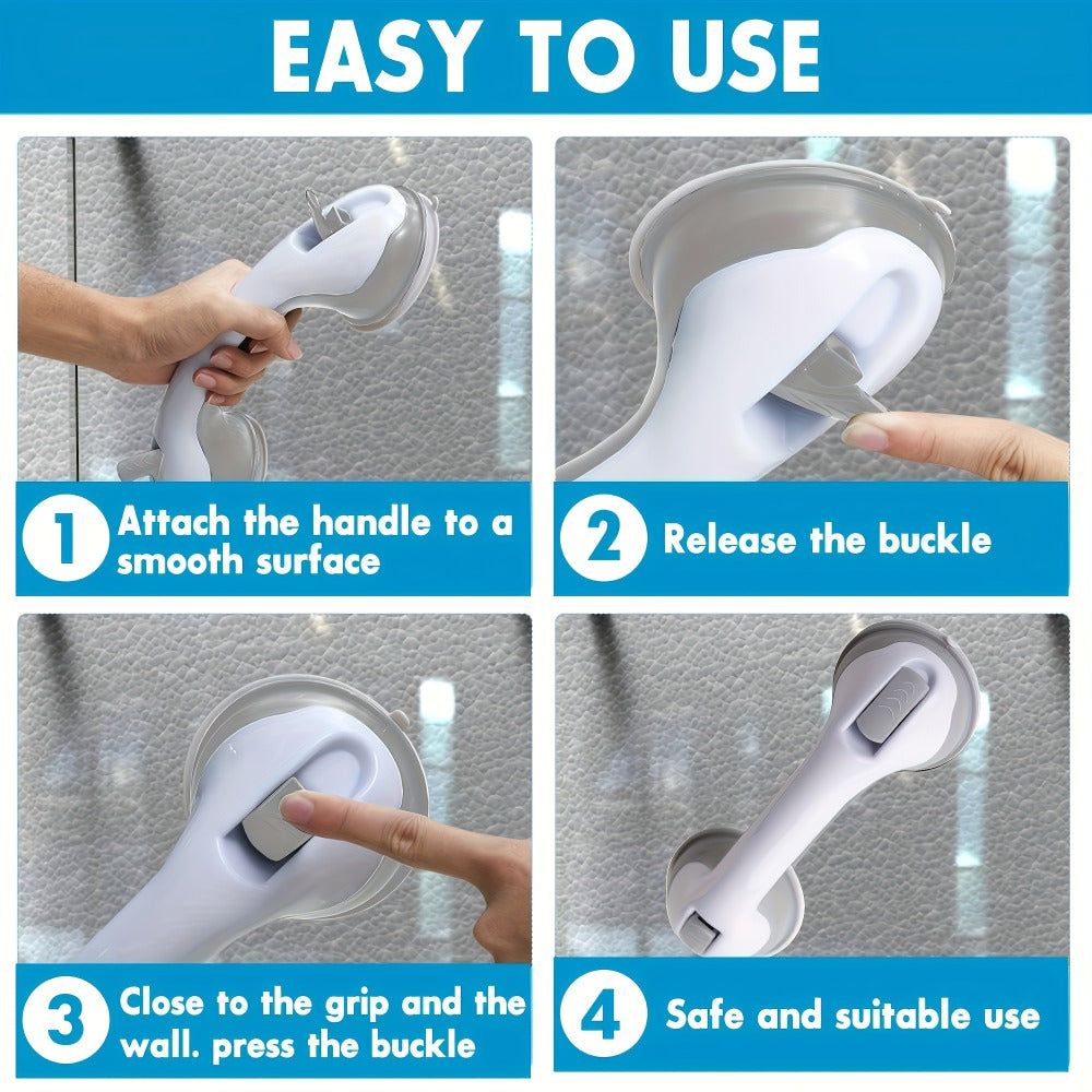 Grab Bars for Bathroom 2pcs Suction Cup No Drill Shower Handle for Elderly Adjustable Height for Entryways, Bedrooms and Living Spaces