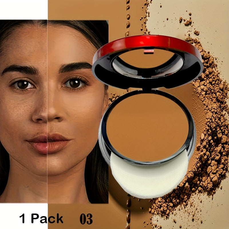 Pressed Powder Foundation Contour Matte Ful1l Coverage Oil Control Waterproof, 6 Shades Light to Dark