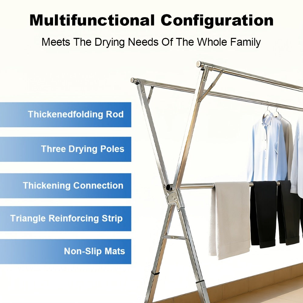 Clothes Drying Rack Foldable Heavy Duty – Upgraded X-Frame Collapsible Laundry Drying Rack for Indoor Outdoor Use