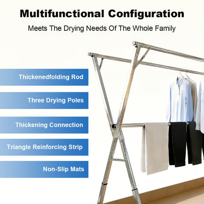Clothes Drying Rack Foldable Heavy Duty – Upgraded X-Frame Collapsible Laundry Drying Rack for Indoor Outdoor Use