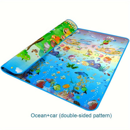 Double-Sided Foldable Foam Picnic Mat, 78 x 71 Inch Portable Beach Blanket with Five Printed Pattern Options