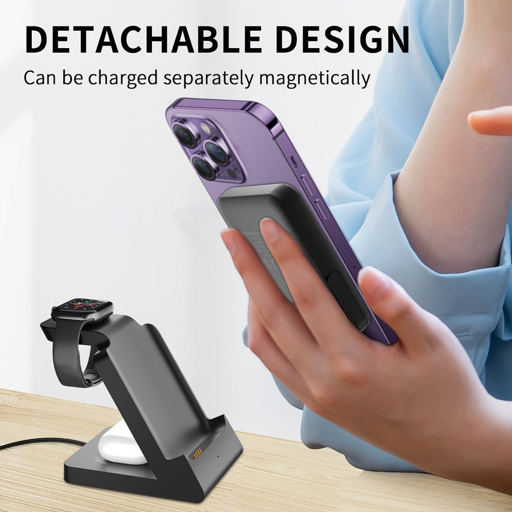 3-in-1 Wireless Charging Power Bank 15W for iPhone 17 16 15 14 13 12 Pro Max for an Everyday Personal Care Routine