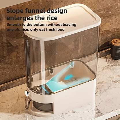 Food Storage Containers PET Rice Bin with Flip-Top Latch, Measuring Cup and 11- or 22-Pound Capacity