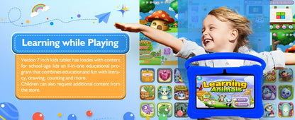 Kids Tablet 7 Inch with 2GB RAM, 16GB or 32GB Built-In Storage, 1TB Expansion Support and Silicone Case