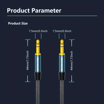 3.5mm Male to Male AUX Audio Cable, Durable Tangle-Free Stereo Cord for Car, Headphones, Speakers
