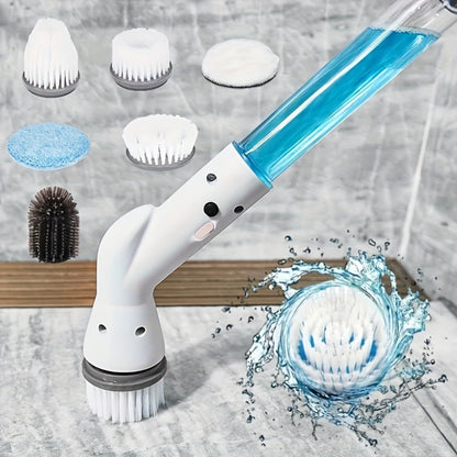 Electric Spin Scrubber Cordless Rechargeable - Adjustable Handle with 6 Brush Heads, All-Purpose Power Scrubber for Bathroom