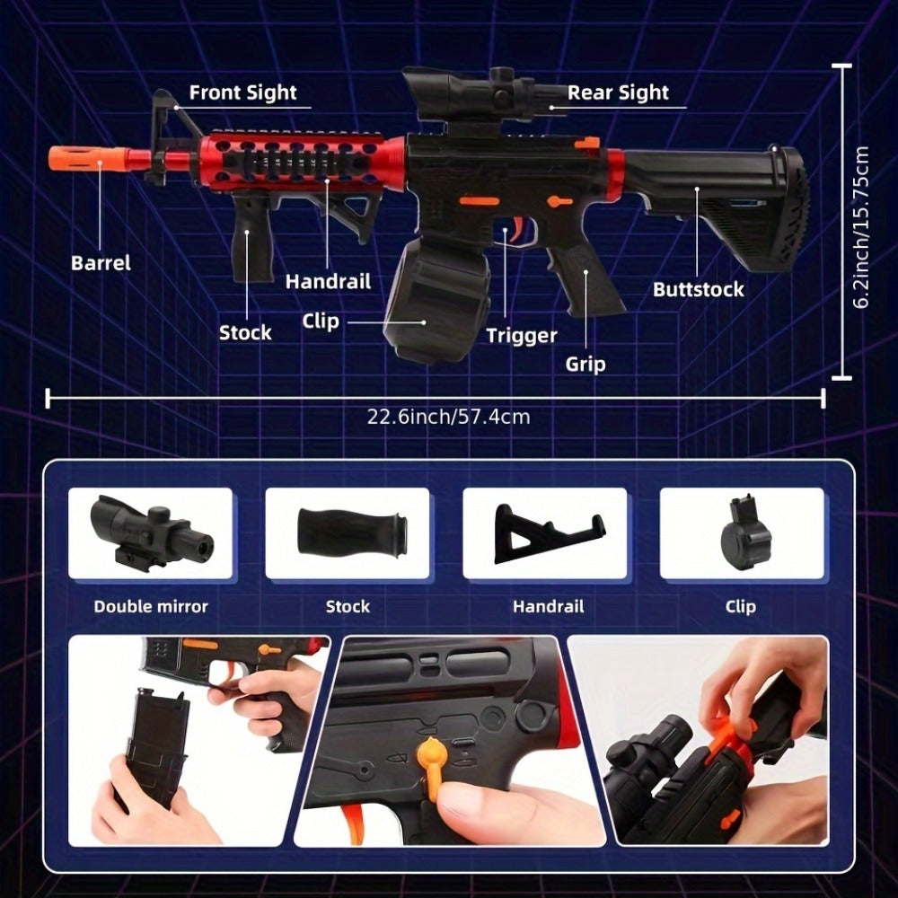 High-Performance Rechargeable Electric Splash Ball Toy Gun, USB Charge Portable Combat Outdoor Shooting Rifle for Kids Boys Teens