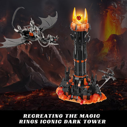 Dragon Castle Building Set Black Dragon Guardian Tower, Dark Fantasy Assembly Model Kit for Adults & Teens