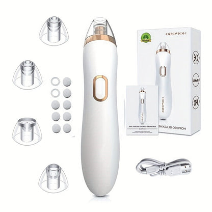 Blackhead Remover Vacuum Pore Cleaner 5 Adjustable Suction Levels - 4 Probe Heads 600mAh for Bath Time, Home Spa and Personal Care
