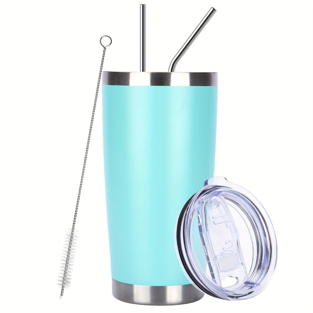 Stainless Steel Insulated Tumblers with Lid and Straw Bulk 20oz 304 Double Wall Vacuum Travel Mug for Hot Iced Coffee Drinks Water Cup Set