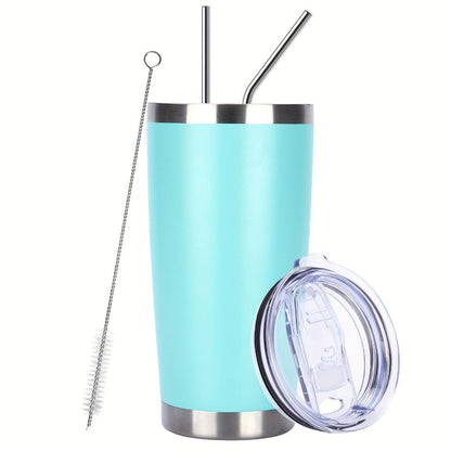 Stainless Steel Insulated Tumblers with Lid and Straw Bulk 20oz 304 Double Wall Vacuum Travel Mug for Hot Iced Coffee Drinks Water Cup Set
