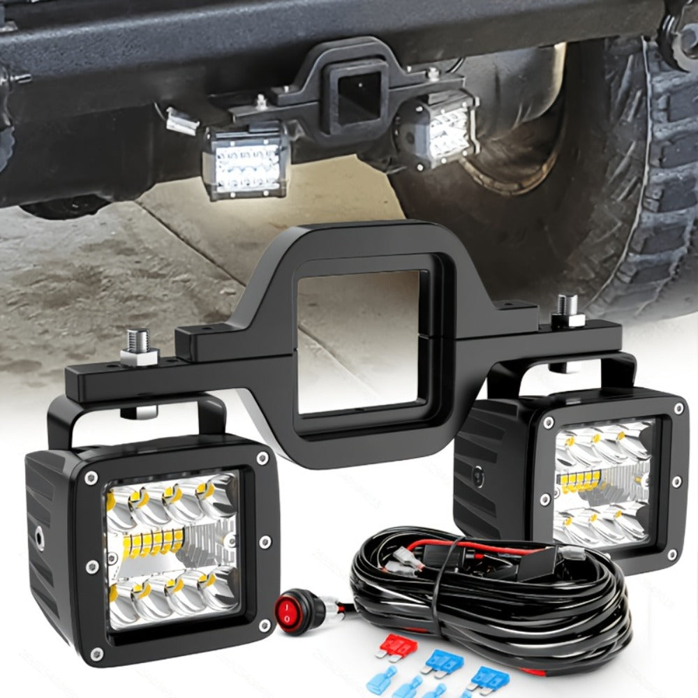 4-Inch LED Off-Road Spot Driving Lights 60W 1260LM Die-Cast Aluminum with Tow Hitch Bracket & 12ft Wiring Harness Kit for Trucks SUVs ATVs