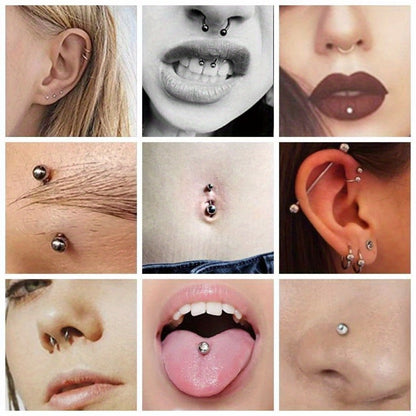 Body Piercing Jewelry Set 116pcs Stainless Steel, 14G 16G Mix BCR CBR Labret Lip Rings, Cartilage Daith Earrings