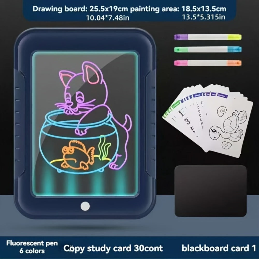 Magic LED Drawing Board for Kids with 15 Double-Sided Tracing Cards & 6 Markers, Light Up Luminous Art Board for Boys & Girls Ages 3-8