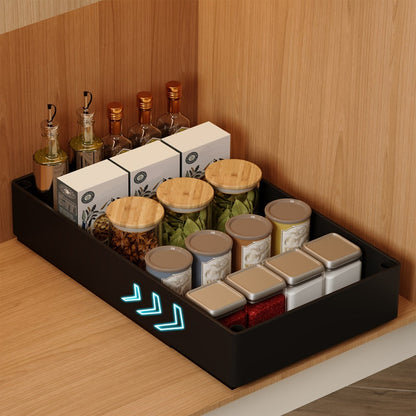 Pull-Out Cabinet Organizer 2-Pack Retractable Slide-Out Storage Bins No Drill Removable Kitchen Pantry Bathroom Shelf Organizer Boho Style