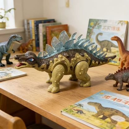 Walking Dinosaur Toy with Sound & Light, Realistic Triceratops & Dragon Dinosaur Figures for Kids