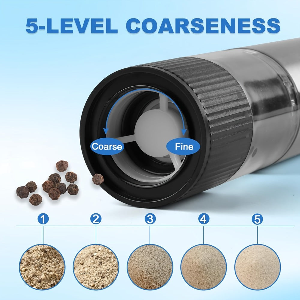 Electric Pepper Grinder USB-C Rechargeable, 5-Level Adjustable Coarseness, One-Hand Operation