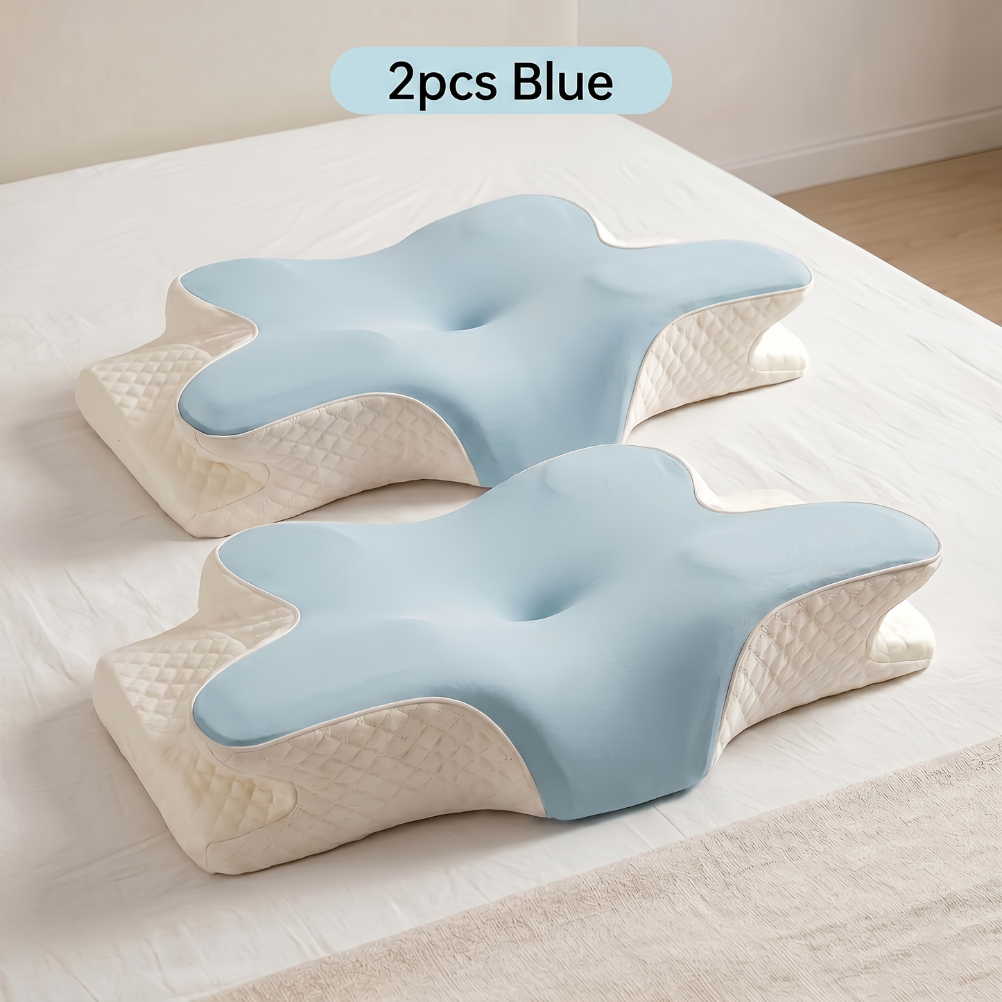 Cervical Neck Pillow for Sleeping - Butterfly Contour Memory Foam Support for Back & Side Sleepers