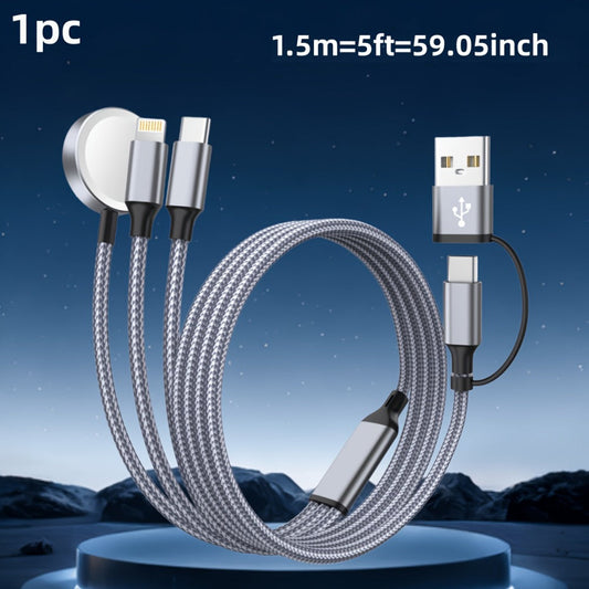 Braided Charging Cable with USB-A or USB-C Input, Three Output Paths and Five Color or Connector Options