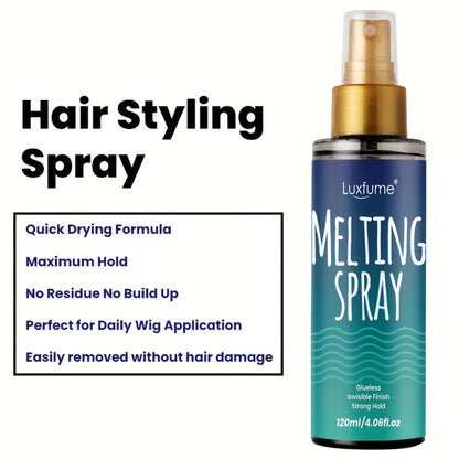 Lace Melting Spray for Wigs Invisible Hold No Residue Strong Bond Transparent Wig Adhesive for Home, Travel and Salon Hair Styling