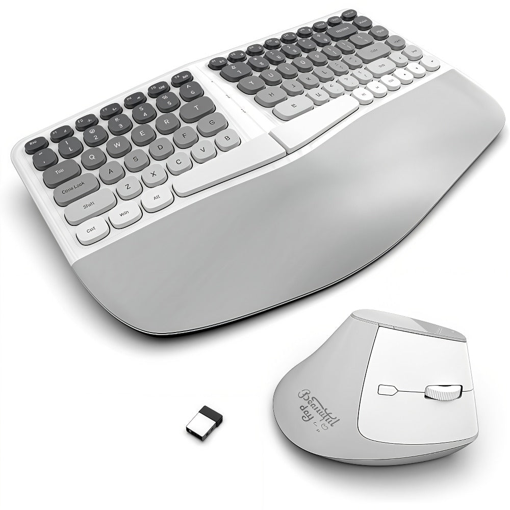 Wireless Keyboard and Mouse Combo with Wrist Support Anti-RSI Silent Keys 2.4GHz Plug-and-Play for an Everyday Personal Care Routine