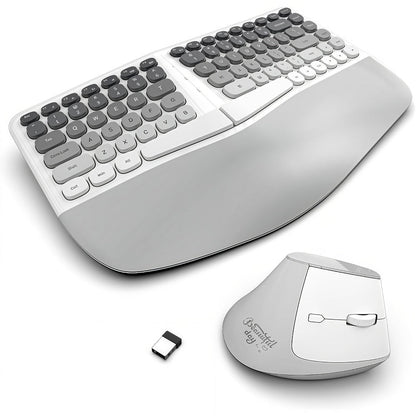 Wireless Keyboard and Mouse Combo with Wrist Support Anti-RSI Silent Keys 2.4GHz Plug-and-Play for an Everyday Personal Care Routine