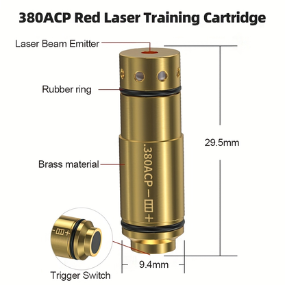 Dry Fire Laser Training Cartridge Multi-Caliber – 9mm 45ACP 223Rem 380ACP 357Sig 308Win 12GA 40Cal 6.5mm 7.62x39 | H59 Brass | Class IIIA
