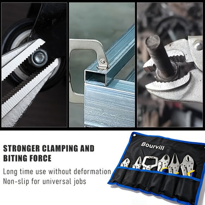 Locking Pliers Set 6pcs Heavy Duty, Includes Needle Nose Pliers 6.5" & 9.5", Curved Jaw Locking Pliers 5" 7" 10"