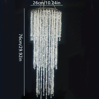 Crystal Beaded Chandelier Lampshade Acrylic Sparkling Droplets Elegant Ceiling Light Fixture for Entryways, Bedrooms and Living Spaces