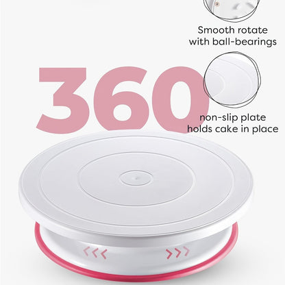 Cake Decorating Set 22-Piece with Rotating Turntable Stand, Stainless Steel Piping Tips, Pastry Bags