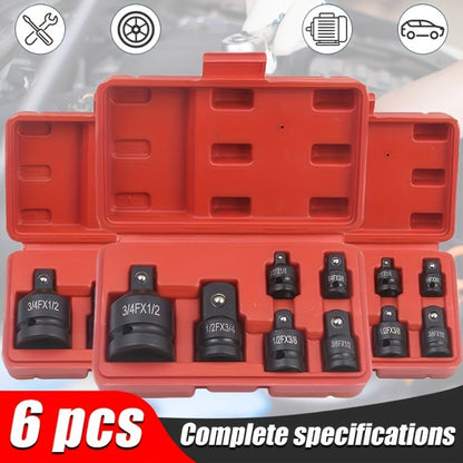 Impact Adapter & Reducer Set 6-Piece – 1/4" 3/8" 1/2" 3/4" Female-to-Male Air Square Drive Conversion Tool | Chrome Molybdenum Steel